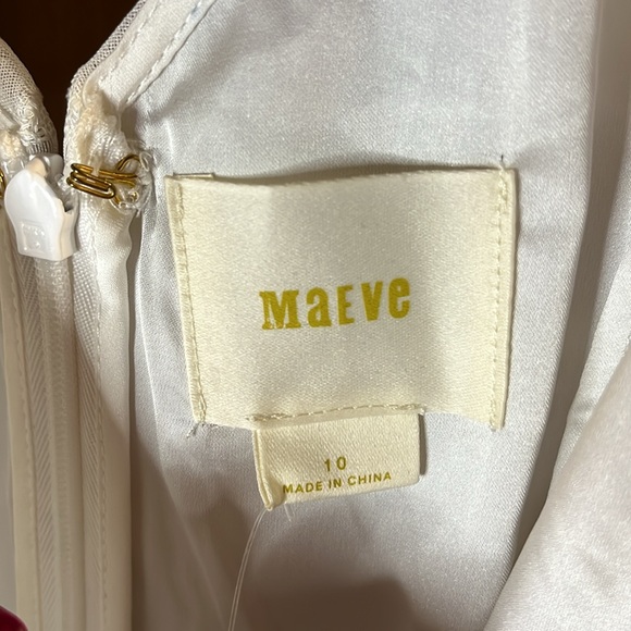 NWT Anthropologie Maeve V-Neck White Peony Garden Dress Size 10 - Picture 5 of 9